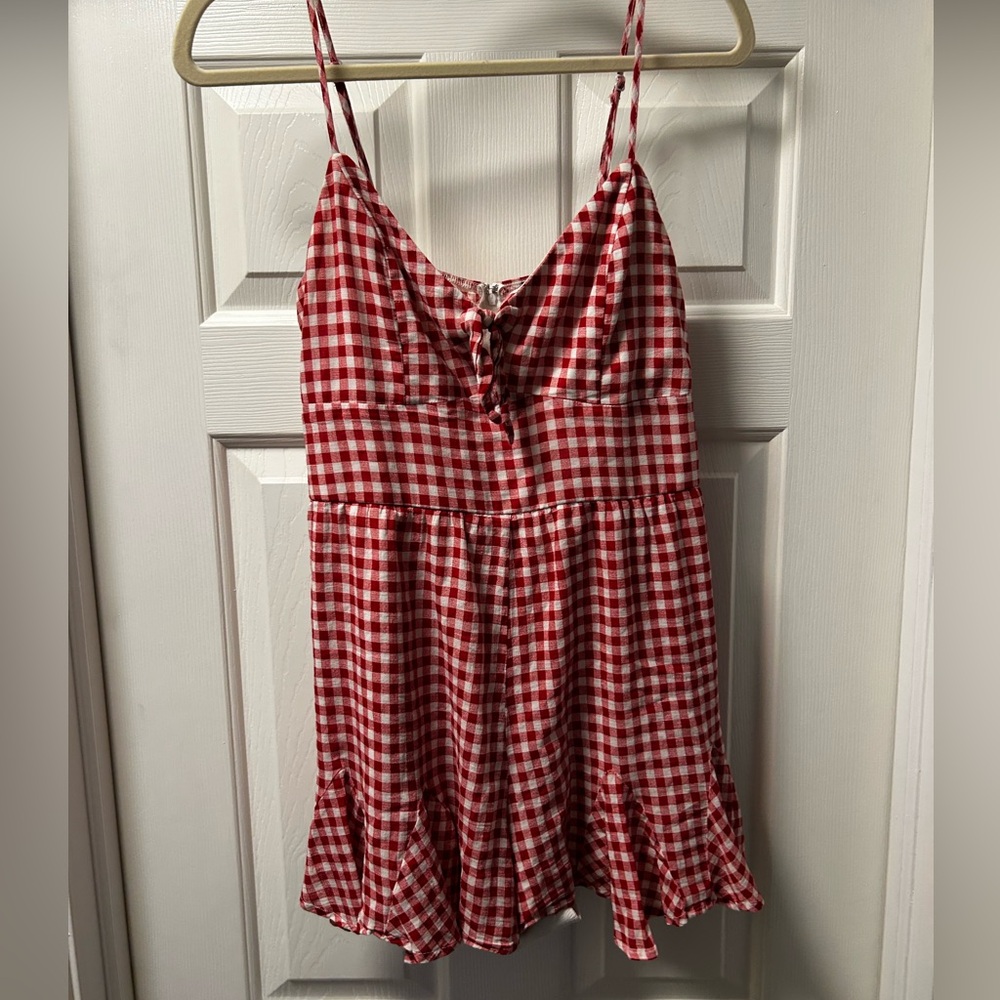 Red and White Checkered Romper